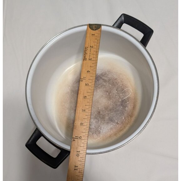 Strawberry Enamel Stew Pot Lid 6 Quart Yellow White Retro Cookware Vintage - Picture 12 of 16